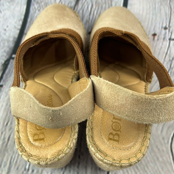 BORN DRILLES MEADE Tan Suede Leather Closed Toe Sling Back Espadrille Wedges - Picture 16 of 17